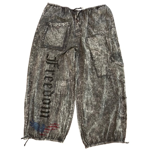 A Rare Bird Pants - A Rare Bird Freedom Genie Pants OS Vintage Black Cotton Linen Boho Grunge unisex